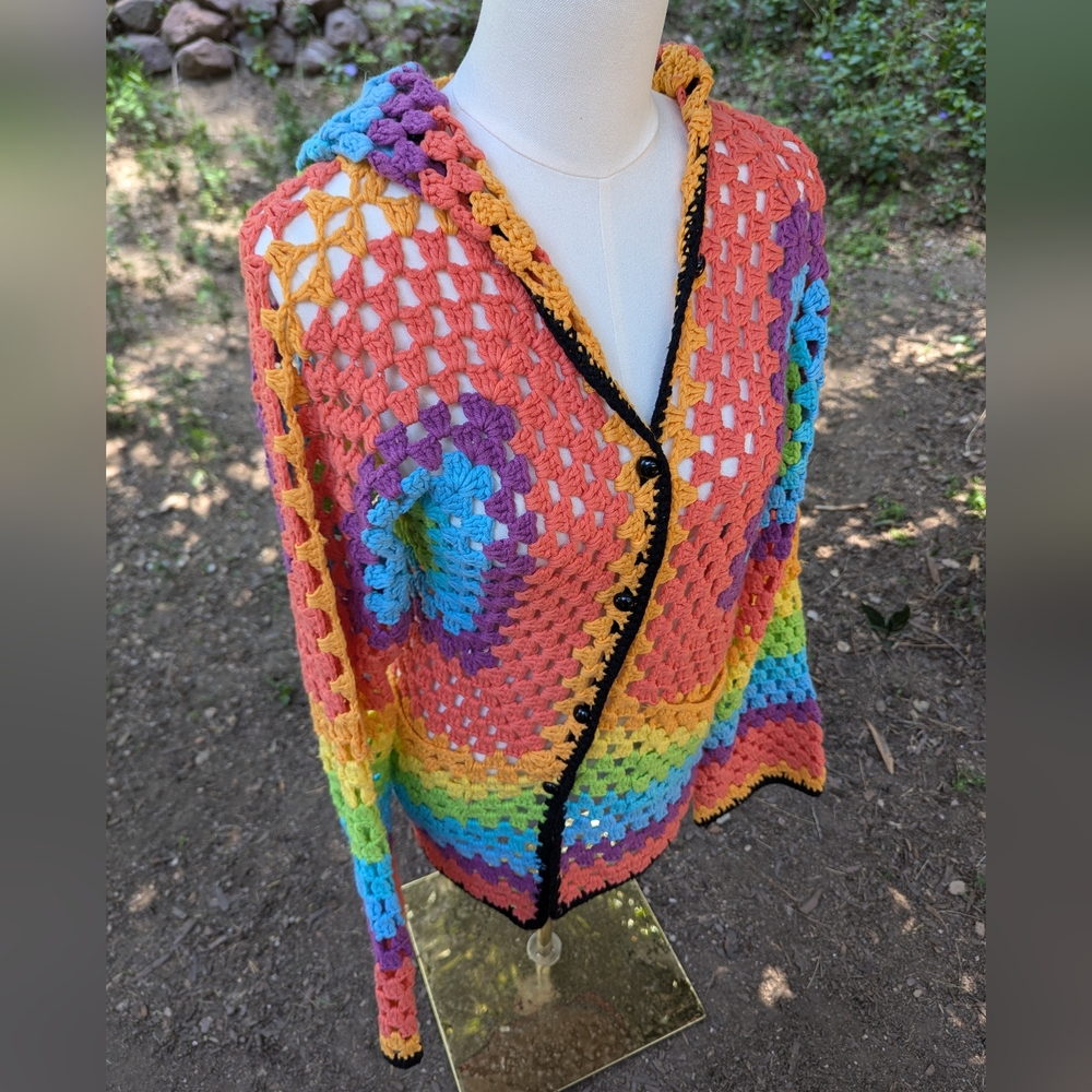 UNIF Rainbow Colorful Crochet Cardigan - Picture 4 of 8